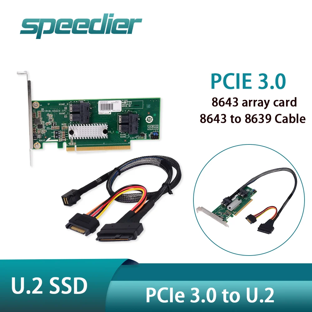

PCIe 3.0 to U.2 8643 Array Card Card ,SFF-8643 To SFF-8639 Riser Cable for eGPU Game GPU External Expansion Extension Baseplate