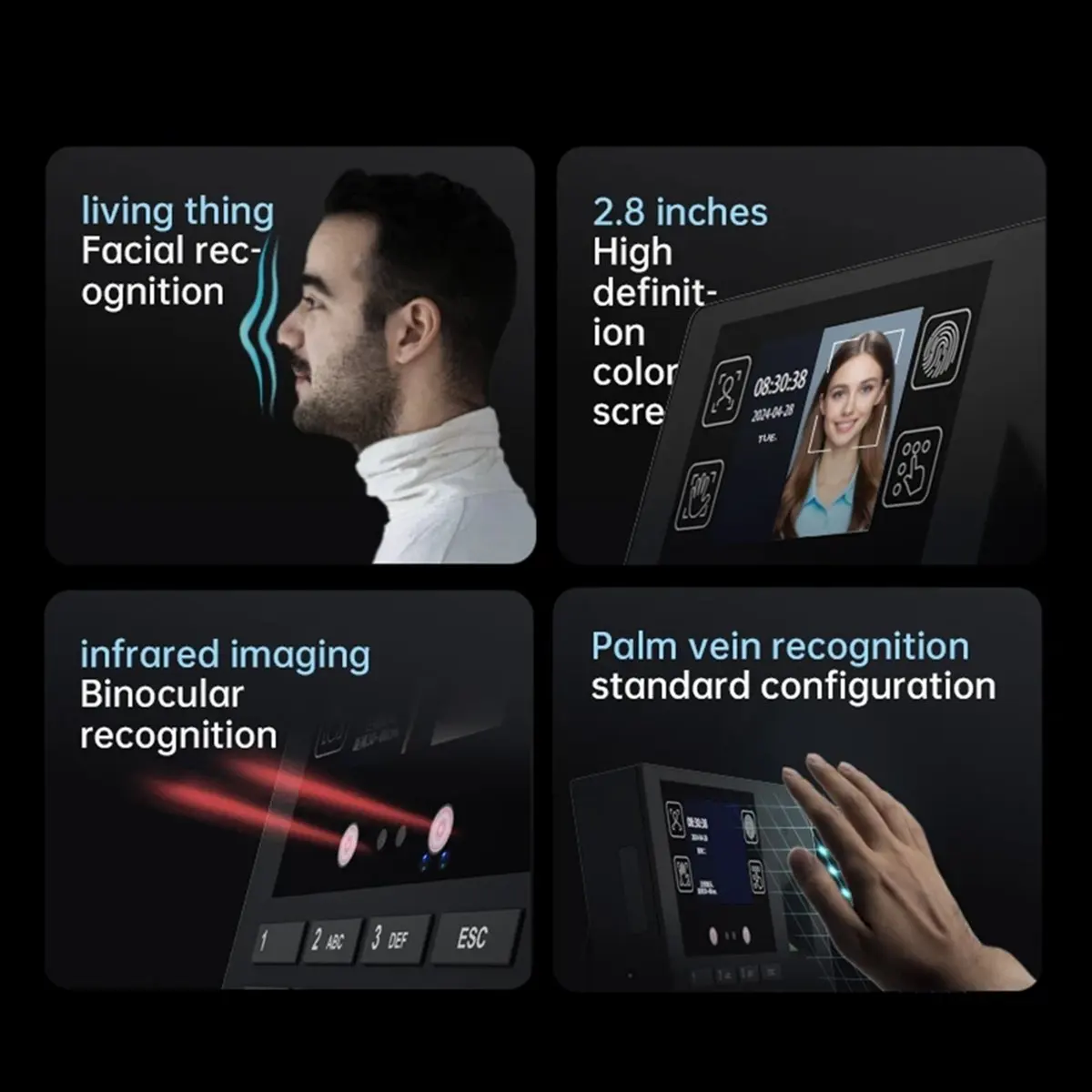 

Multi Functional Attendance Machine Fingerprint Recognition Password Recognition Recognition Three in One EU Plug