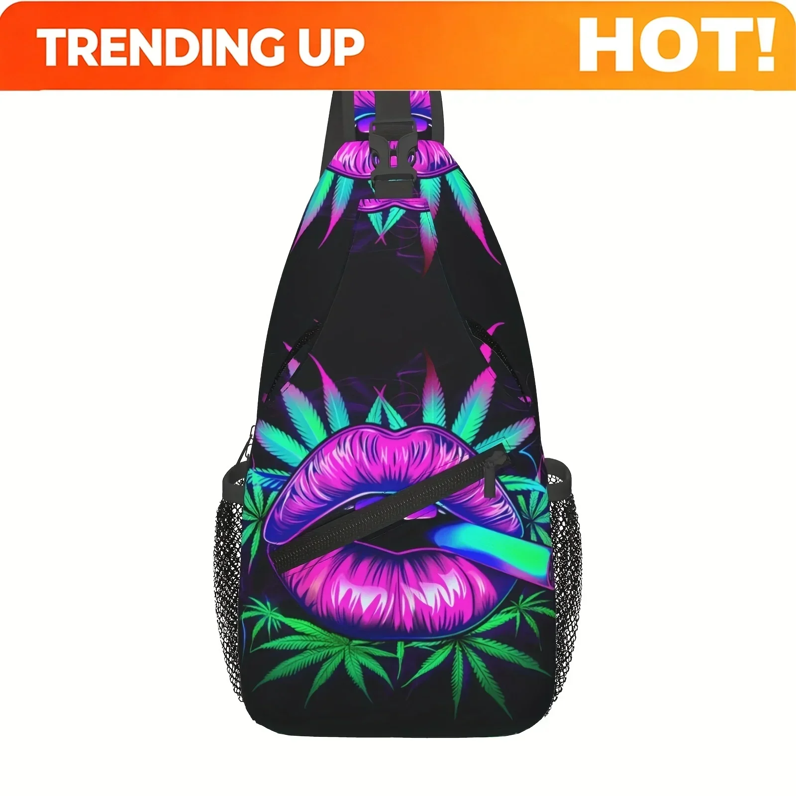 Custom Bag Custom Crossbody Chest Bag Hiking Colored Lips Shoulder Bag Folding Large Capacity Fashion Durable Can Be Used For Sh