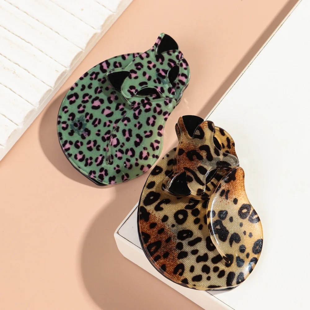 Lovely Acrylic Leopard Print Fox Brooches for Women Cute Cat Animals  Handmade Resin Casual Brooch Pins Clothes Jewelry