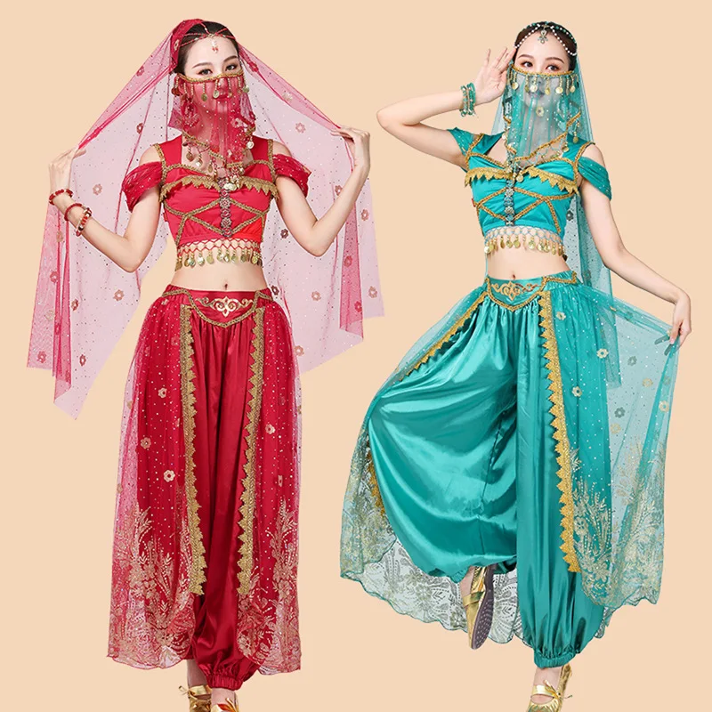 

Indian Dance Costume Halloween Jasmine Princess Search Banner Female Performance Costume Belly Dance