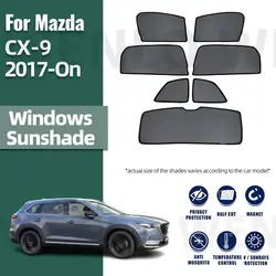 For Mazda CX-9 CX9 2017-2023 2024 Magnetic Car Sunshade Shield Front Windshield Frame Curtain Rear Side Window Sun Shade