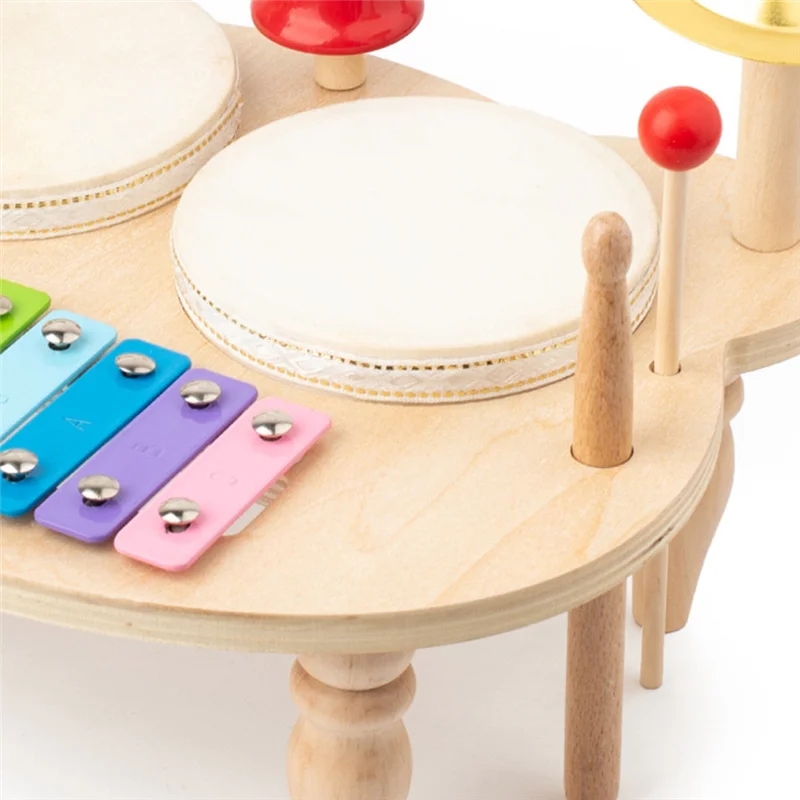 

A13Q-1Set Drum Set For Kids Musical Kids Musical Instruments Sensory Wood Color