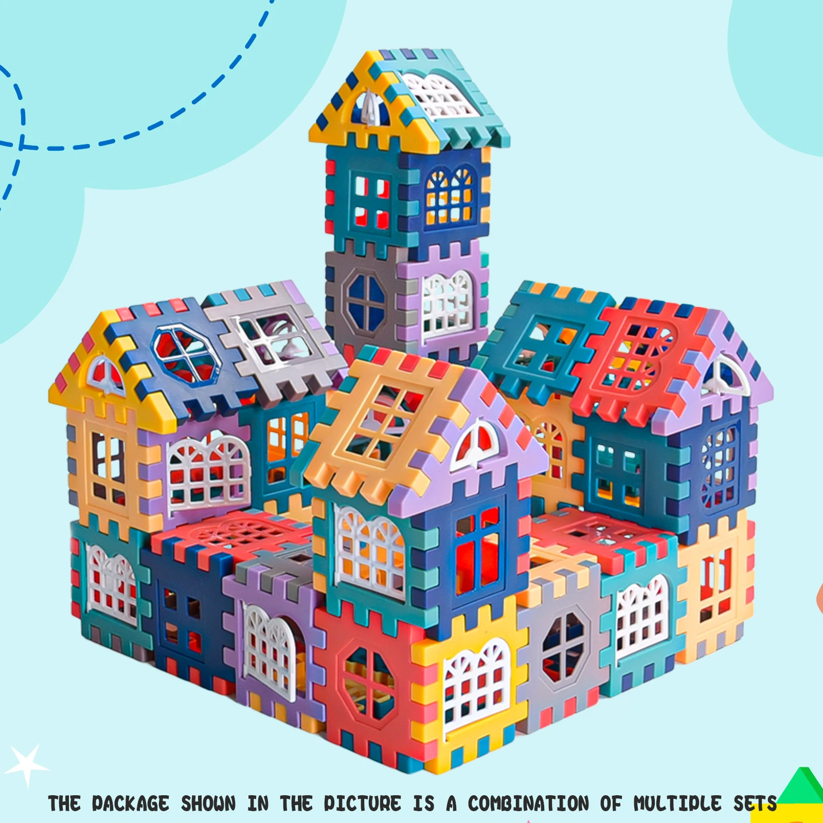بيوت بناء الأطفال، مكعبات البناء، ألعاب التجميع، الأولاد والبنات، الفيلات الجسيمات الكبيرة، مكعبات البناء، قطعة اللغز #1