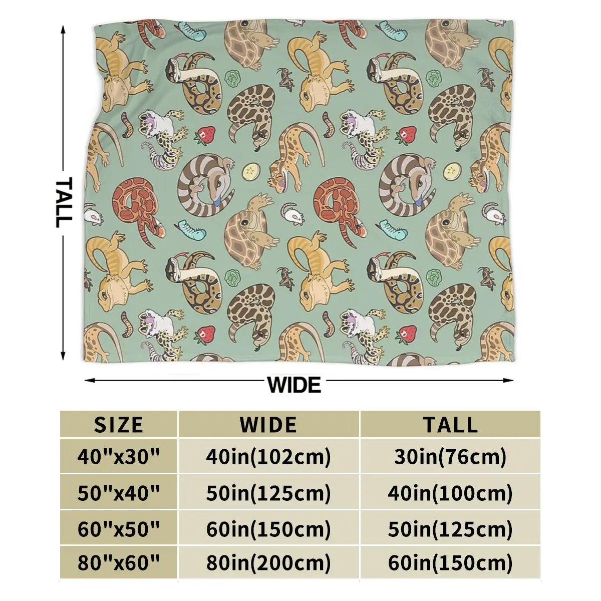 Reptile Pets Pattern - Green Blankets Soft Warm Flannel Throw Blanket Bedding for Bed Living room Picnic Travel Home Sofa