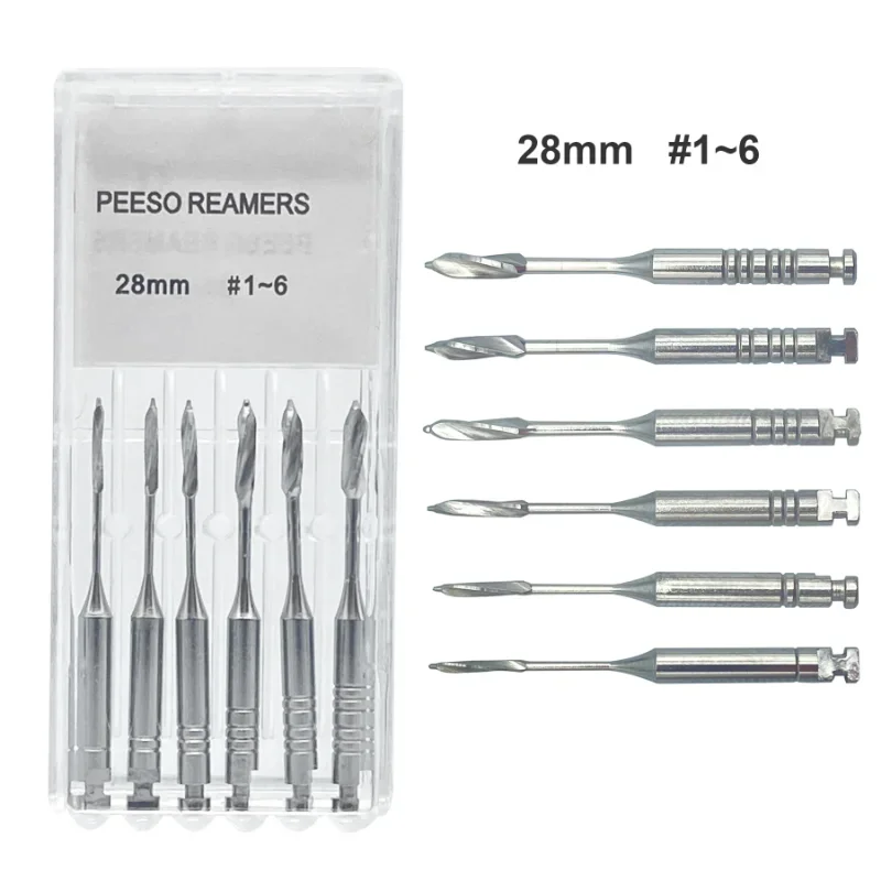 Tandheelkundige Endodontische Boorpoorten Glijden Peeso Reamers Roterende 32Mm/28Mm Motor Gebruiken Roestvrijstalen Endo-Bestanden #1-#6