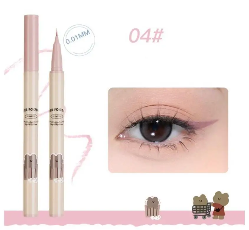 FLORTTE Flower Food Bear Series Eyeliner 0.01mm o mocno rozdrobnionej długotrwała zabawa Eyeliner do makijażu kosmetyki kosmetyczne