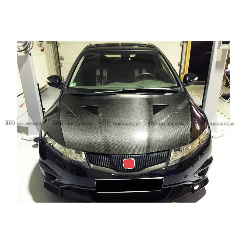 Wisdom Workshop Compatible con Honda Civic FN2 TypeR Motor de modificación MUGEN Capó delantero infinito de fibra de carbono