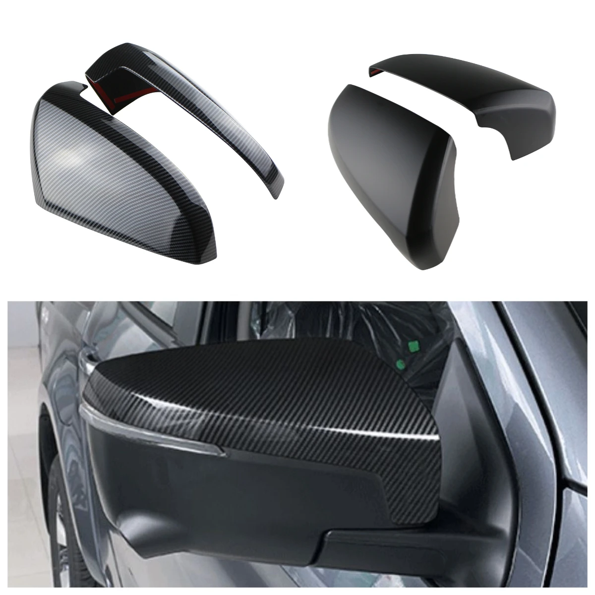

Imitation Carbon Fiber Black Car Rear Side View Rearview Mirror Cover Trim for Isuzu D-max MU-X MUX 2021 - 2023 Accessories
