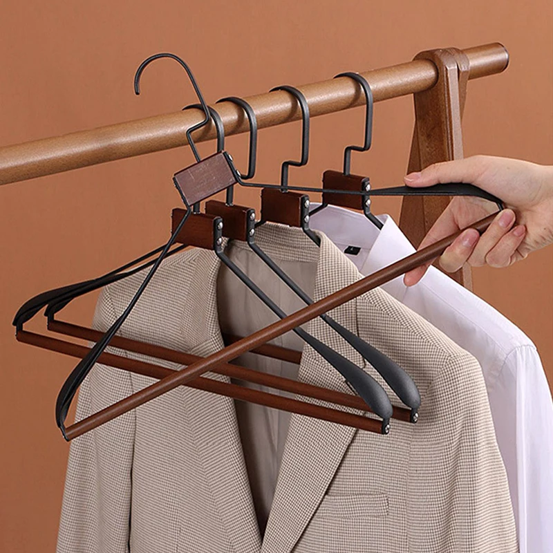 Metal wooden coat hanger luxury beech Iron Wide shoulder coat Suit holder Wardrobe closet display clothes hanger organizer