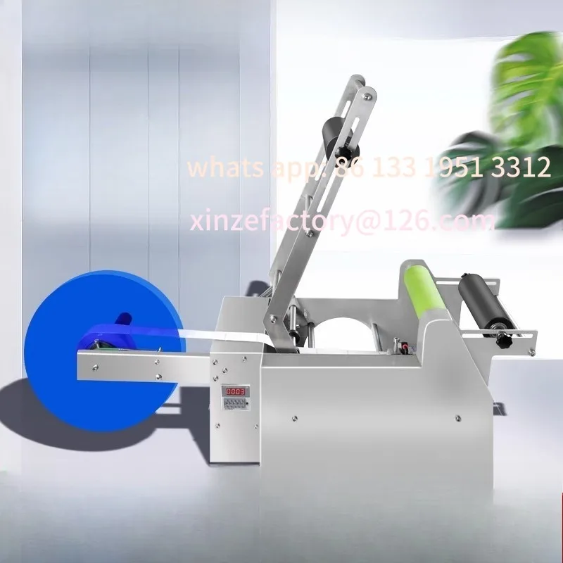 آلة وضع العلامات على الزجاجات المستديرة شبه الأوتوماتيكية المحمولة، عد زجاجة أطعمة ومشروبات ذكية صغيرة ذاتية اللصق #2