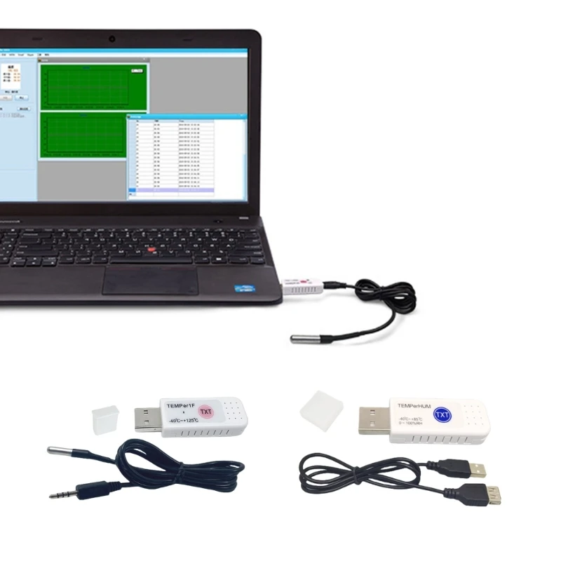 USB Temperature Data Logger Reusable Recorders Thermometers High Accuracy with Email Alarm Data Storage for Warehouse