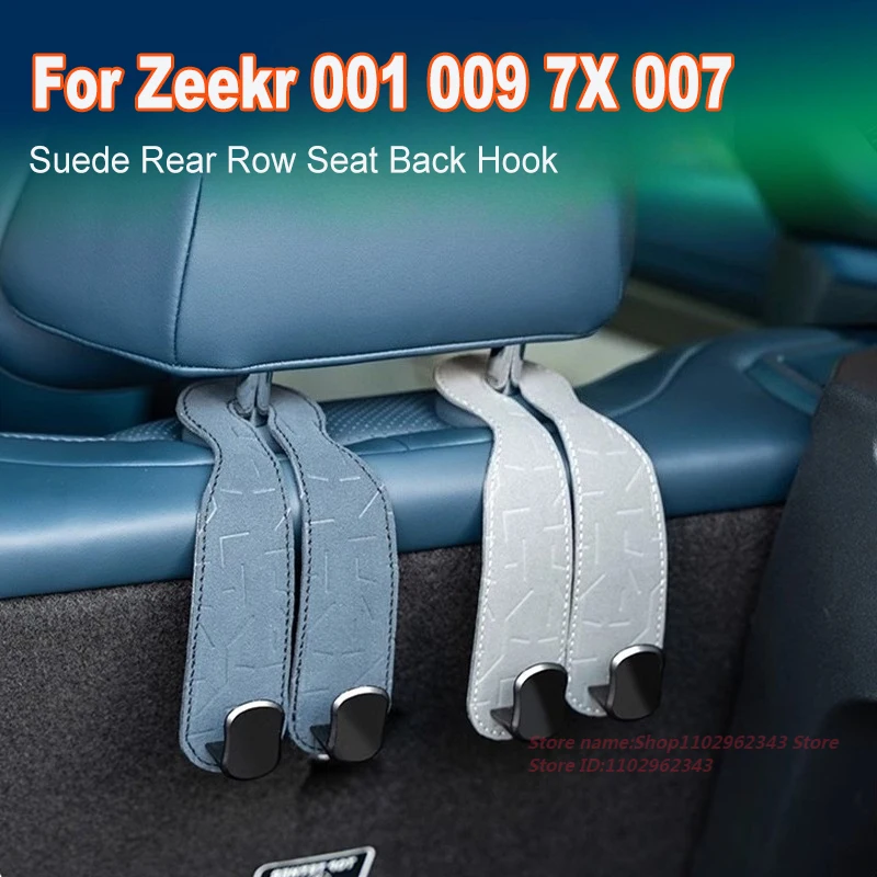 For Zeekr 001 009 7X 007 Suede Rear Row Seat Back Hook Hide Double Hook Embossing Car Interior Modified Accessories