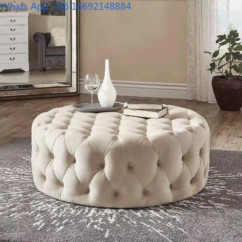 

Круглый пуф-табурет в американском стиле, легкий люкс, для прихожей, спальни, прикроватный, приставной кофейный столик, подставка для ног к дивану в гостиной