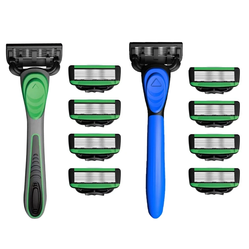 Handheld Shaver for Men Layer Blading Rubber Handle with 5pcs Replacement Head R3MF