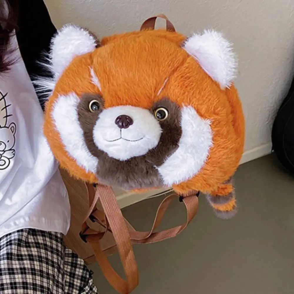 

Plush Toy Red Panda Plush Bag Flower Cute Raccoon Backpacks Adjustable High-capacity Plush Doll Schoolbags Kindergarten