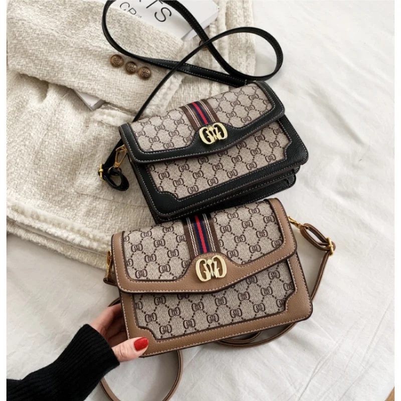 2026 Lady Fashion Retro Small Square Bag - Classic and Versatile Printed Handbag Suitable for Daily Wearing - Single Shoulder Cr