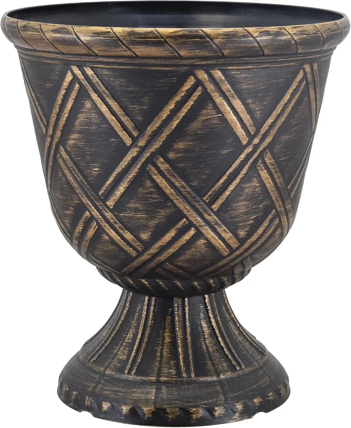 Classic Decorative Garden Urn Planter for Indoor and Outdoor Plants, Gold Lattice Plastic Pot