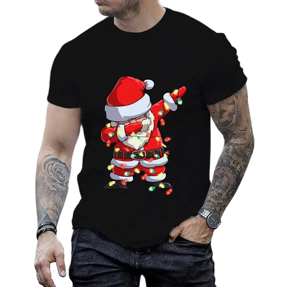 Men's T-shirt Christmas New Pattern Holiday Casual Clothing Street Cool Hip Hop Short Sleeve Fashion Trend 3D Printed Loose Top