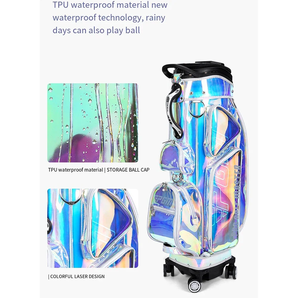 PGM TPU Waterproof Golf Bags,Portable Multifunctional Women Golf Telescopic Bag,Large Capacity Colorful Golf Training Bags QB122