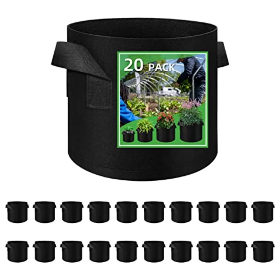 

20 Pack 1 Plant Grow Bags, Breathable Felt Non-Woven Aeration Fabric Plant Grow Pots, Garden Planting Containers for Nursery Ve