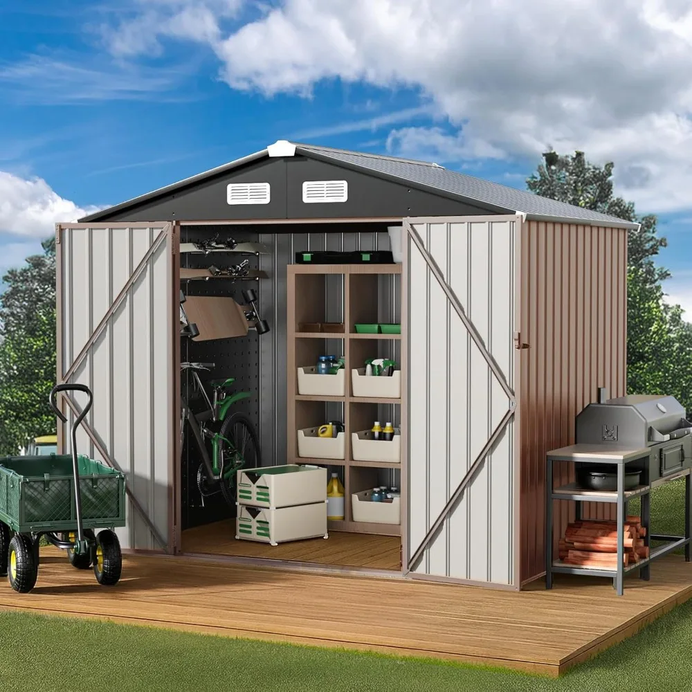 

8x6 FT Outdoor Metal Storage Shed, Durable Garden Shed with Updated Frame Structure for Backyard, Patio, Tool Storage, All-Weat