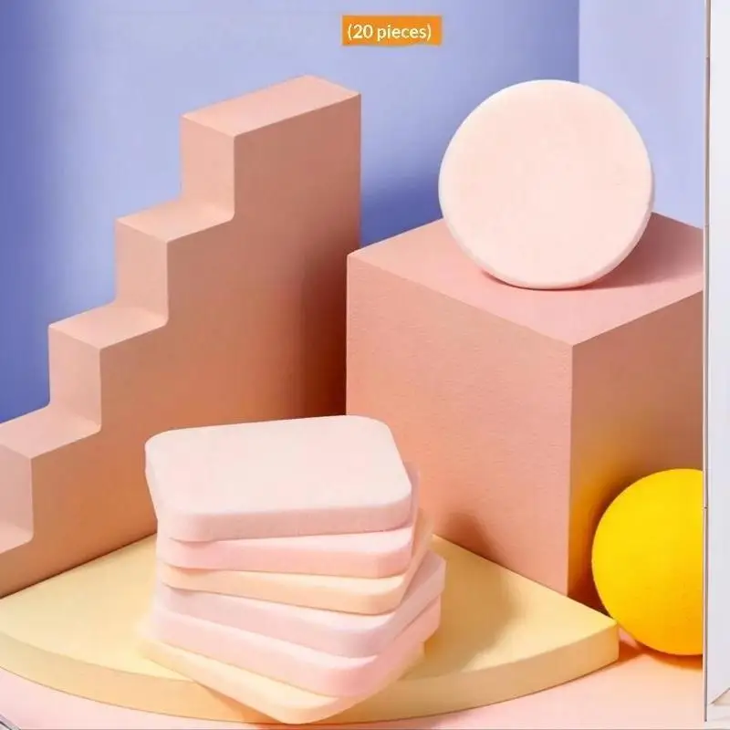 20PCS Travel-Friendly Soft Cosmetic Powder Puffs Square Round Shape Compact Tools for Vacation Business Trip Makeup Use