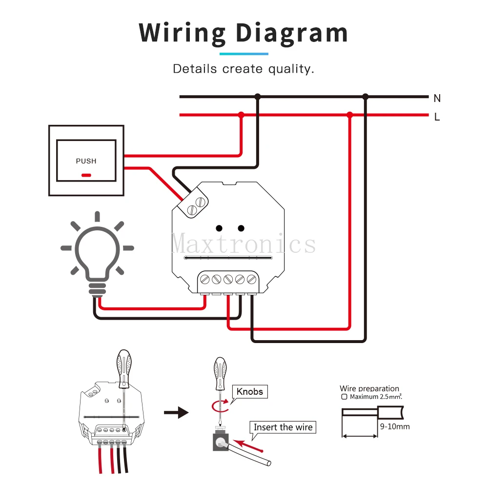 GLEDOPTO Zigbee 220V AC Triac Dimmer Dimmable Mini Smart Light Dimmer Push Switch Module Compatible With 2.4G RF Remote Control