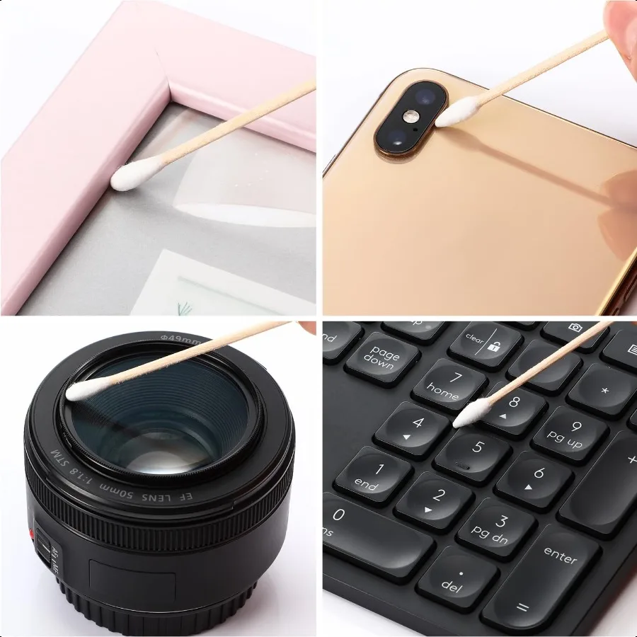 6 Polegada cotonetes de algodão na caixa de armazenamento 500 pçs longo qtips ponta pontiaguda e redonda com alça de madeira cotonetes de limpeza botões para maquiagem g