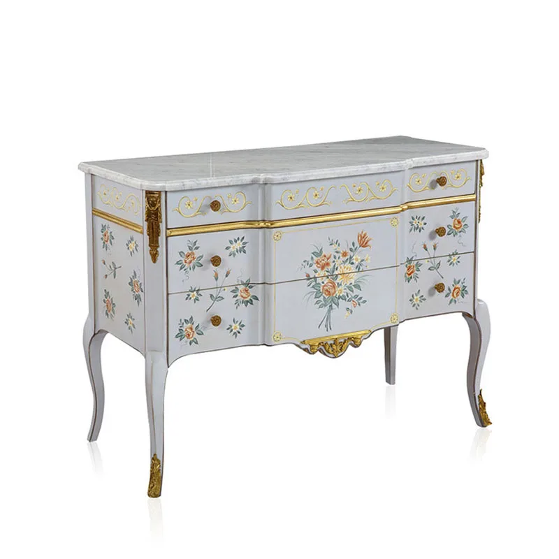 

European Birch Living Room Locker French Painted Painting Foyer Entrance Cabinet Decorative Cabinet Furniture