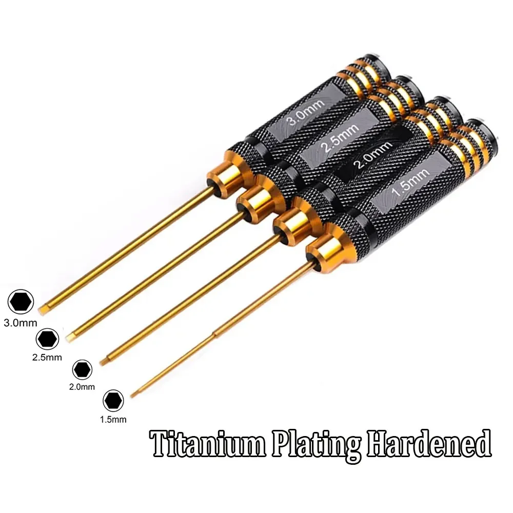 1 Set RC Tools Hex Screw Driver Set Titanium Plating Hardened 1.5 2.0 2.5 3.0mm Screwdriver Hex Key for RC Helicopter Car Toys