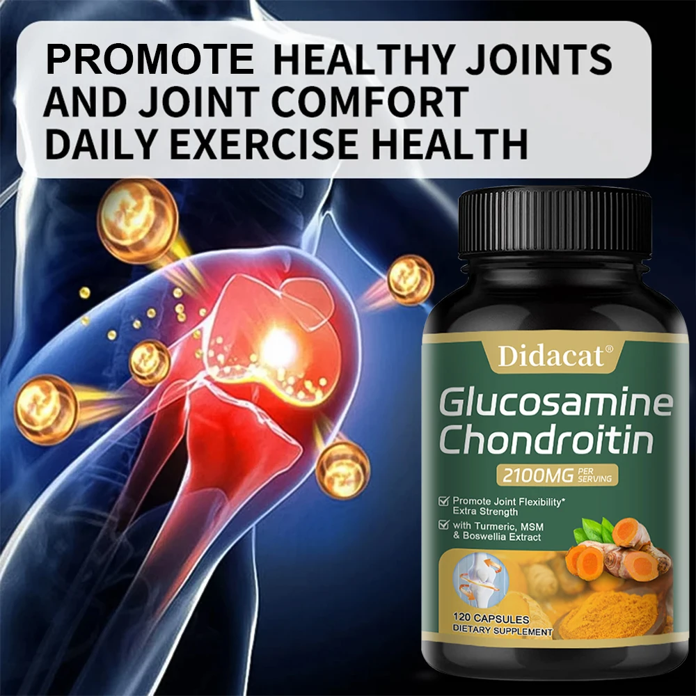 Glucosamine Chondroitin and Turmeric Capsules - Joint Complex Supplement, Strengthen Bones, Joint Health, Bone Density