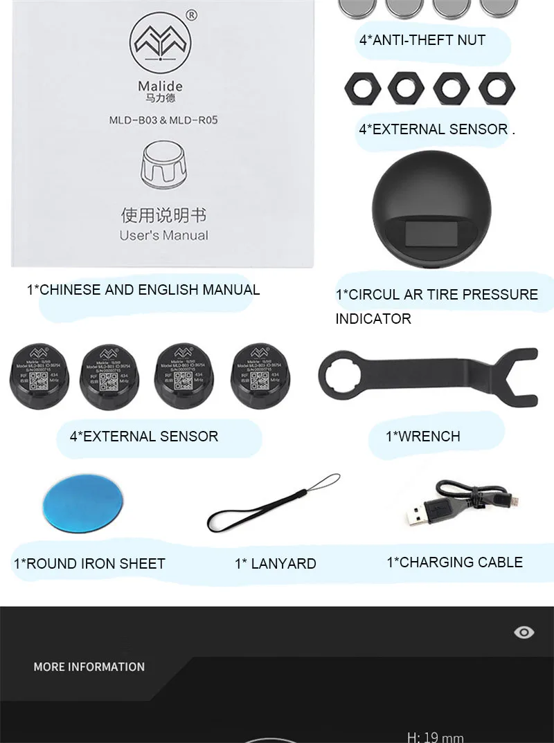 2022 New High quality tire pressure monitor is a universal external wireless tire pressure and tire temperature detection TPMS