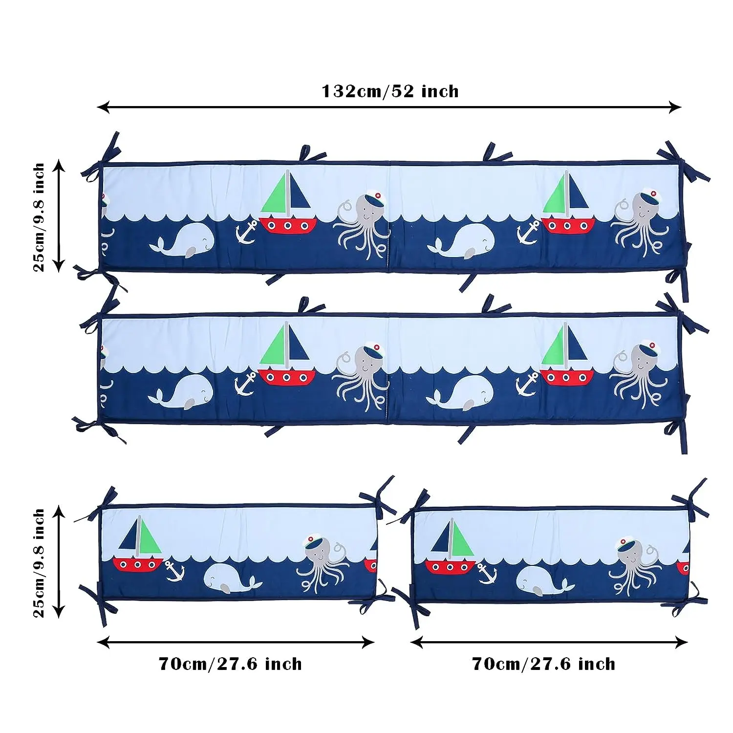 4pcs/set Multi-color Newborn Breathable Crib Soft Fence Baby Bed Bumper Bed Railing Protector (25.4*406.4cm)