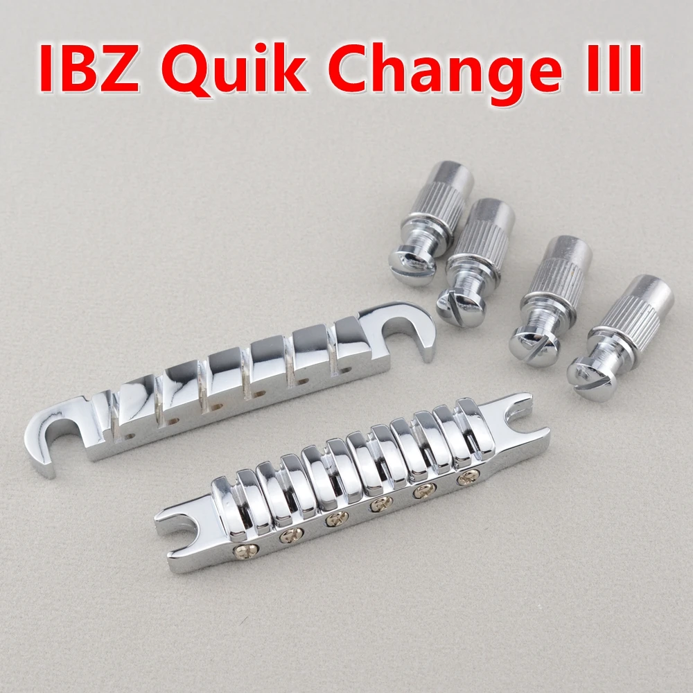 1 Set Original Genuine IBZ Quik Change III Tune-O-Matic Electric Guitar Bridge And Tailpiece Chrome