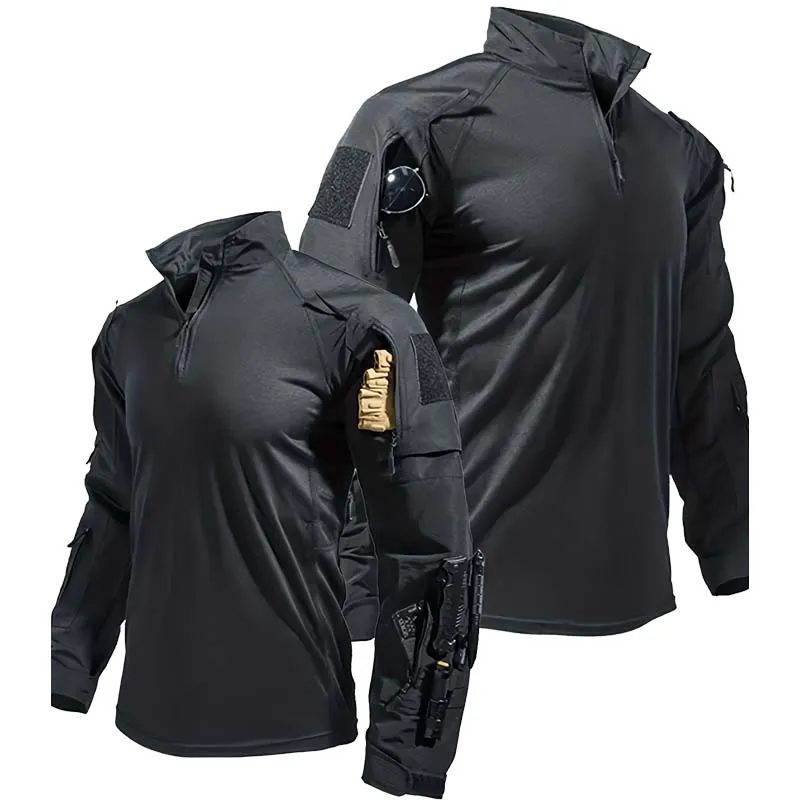Men's Outdoor Tactical shirts Training Long-Sleeve T-Shirt Tops Wear-Resistant Hunting Shirt Multi-Pocket Adventure Workwear