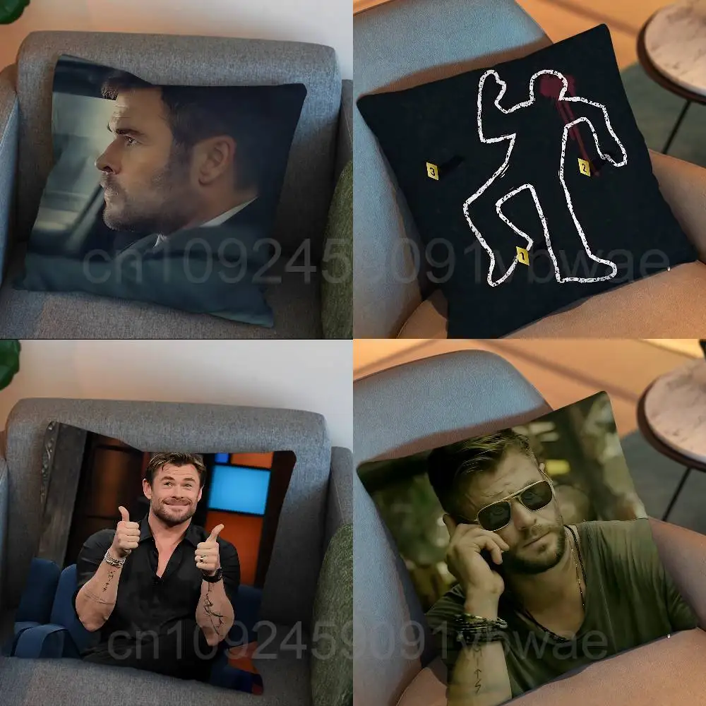 Crime 101 Chris Hemsworth Pillow Case Anti-dustmite Pillowcase Invisible zipper silky short plush Sofa cushion cover
