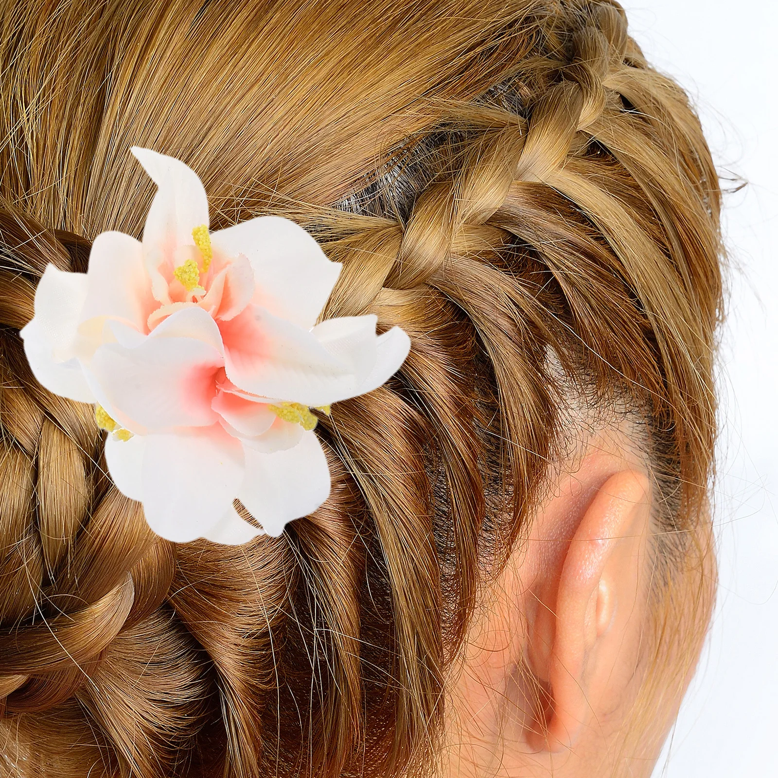 

4pcs Hawaiian Flower Hairpins Vibrant Colors Beach Style Fabric Floral Accessories Durable Chiffon Boho Girls Tropical Wedding