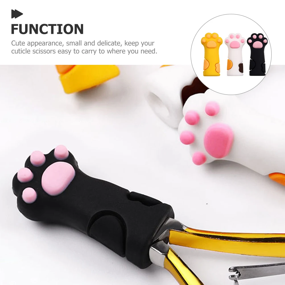 

3 Pcs Silicone Case Cat Paw Cuticle Scissors Cover Protective Cap Nipper Pedicure Tool Tweezers Manicure Grooming Safe Easy