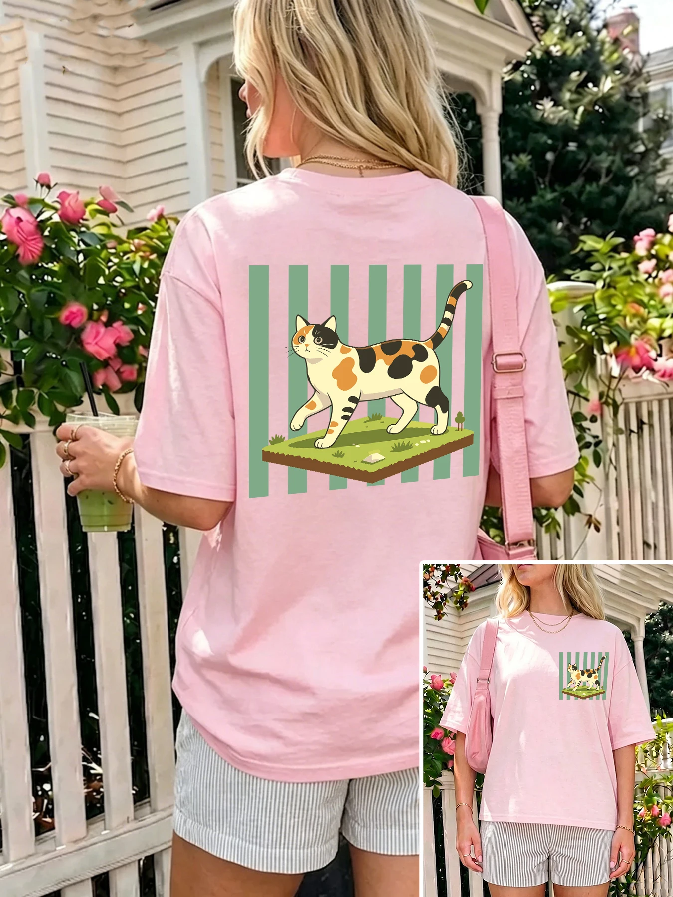 Calico Cat Cartoon Prints Women'S T Shirts Breathable Cotton T-Shirt Y2K Summer Clothing Team Oversize Crewneck Sportswear