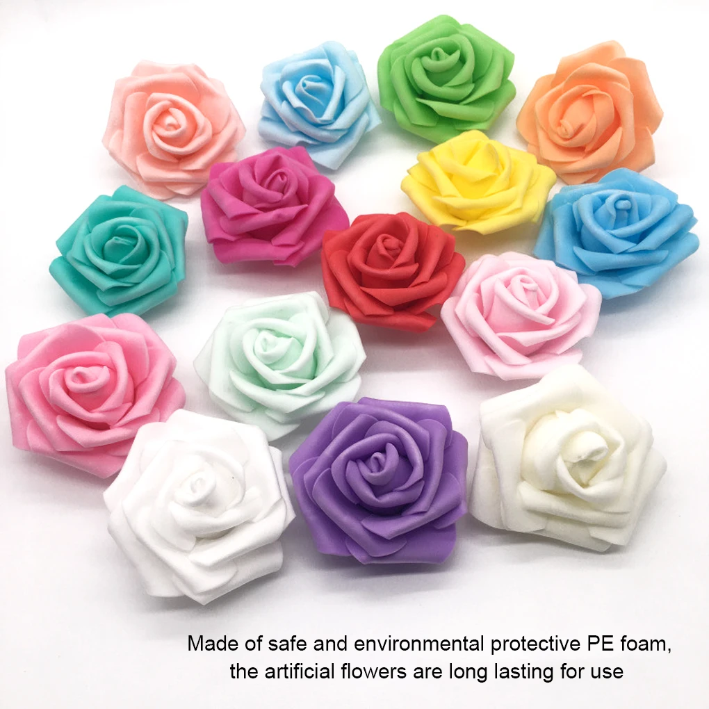 50 Pieces Artificial Flowers PE Foam Lifelike Rose Fake Flower Bouquet Wedding Party Engagement Ornaments Green