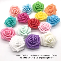 50 Pieces Artificial Flowers PE Foam Lifelike Rose Fake Flower Bouquet Wedding Party Engagement Ornaments Green