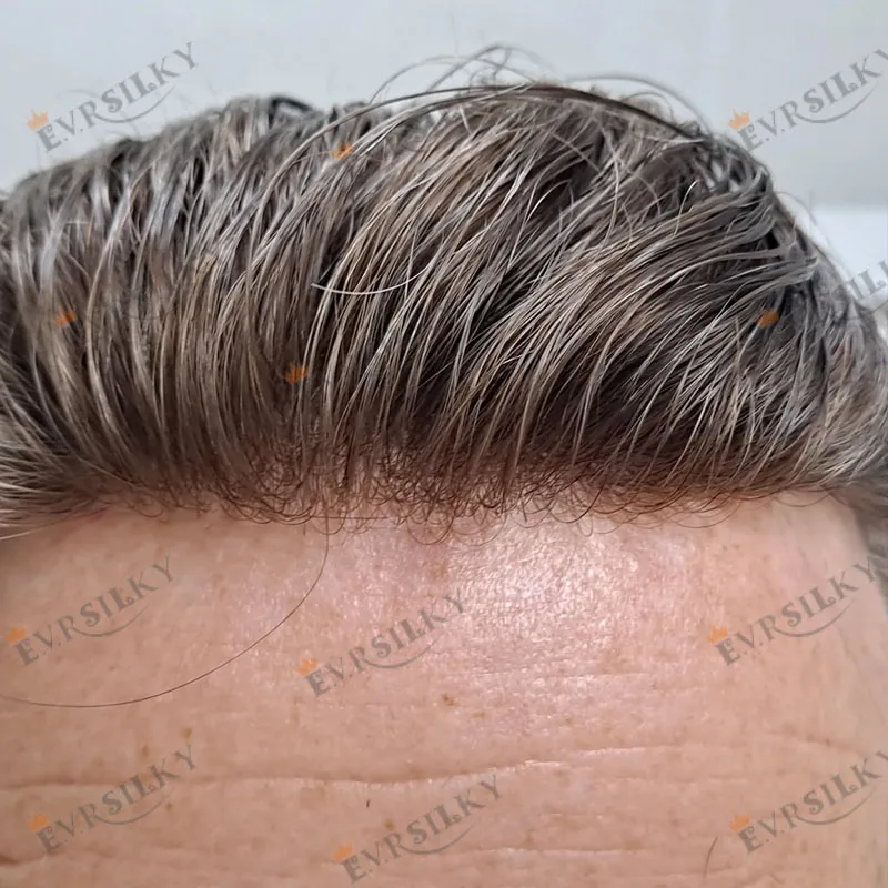 

Необнаружимые мужские парики из натуральных волос высокой плотности, естественная линия волос # 520 # Капиллярный протез 540 коричневого цвета с серой ультратонкой кожей