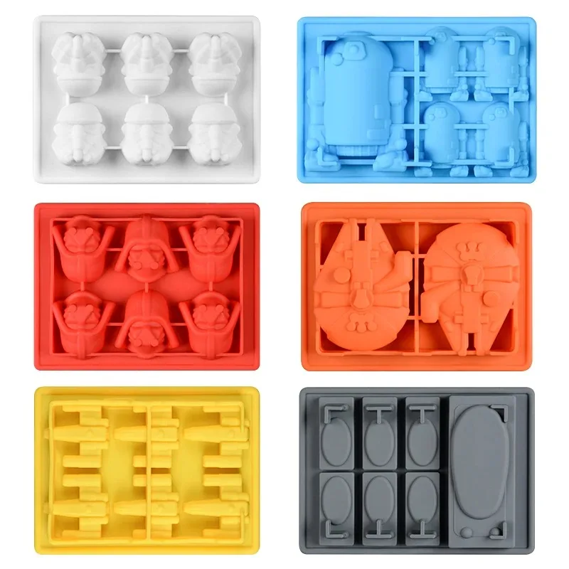 Silicone Mold Set Ice Chocolate Candy Molds Cubes Stormtrooper Darth Vade Fighter Millennium Falcon Han Ice Cube Trays