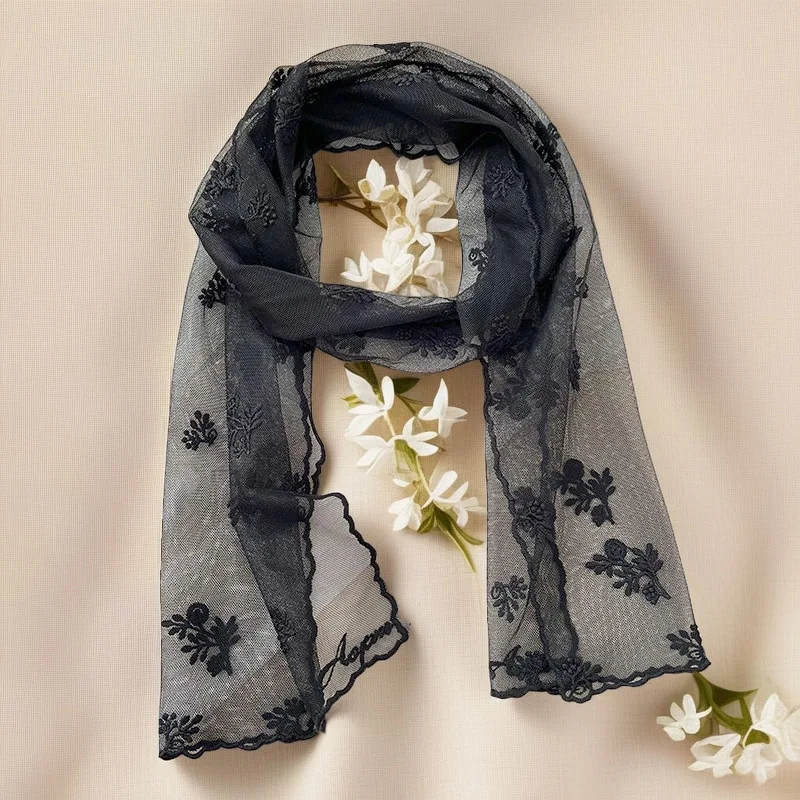 Dun kant lang elegant beige garen fris en zoet effen kleur zijden sjaal Franse retro damessjaal lente zomer en herfst