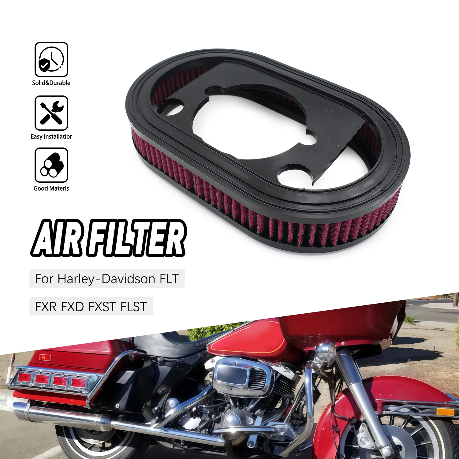 

Air Filter Element reliable Replacement accessories moto For Harley-Davidson FLT FXR FXD FXST FLST 34-1066 29025-88 29025-88B