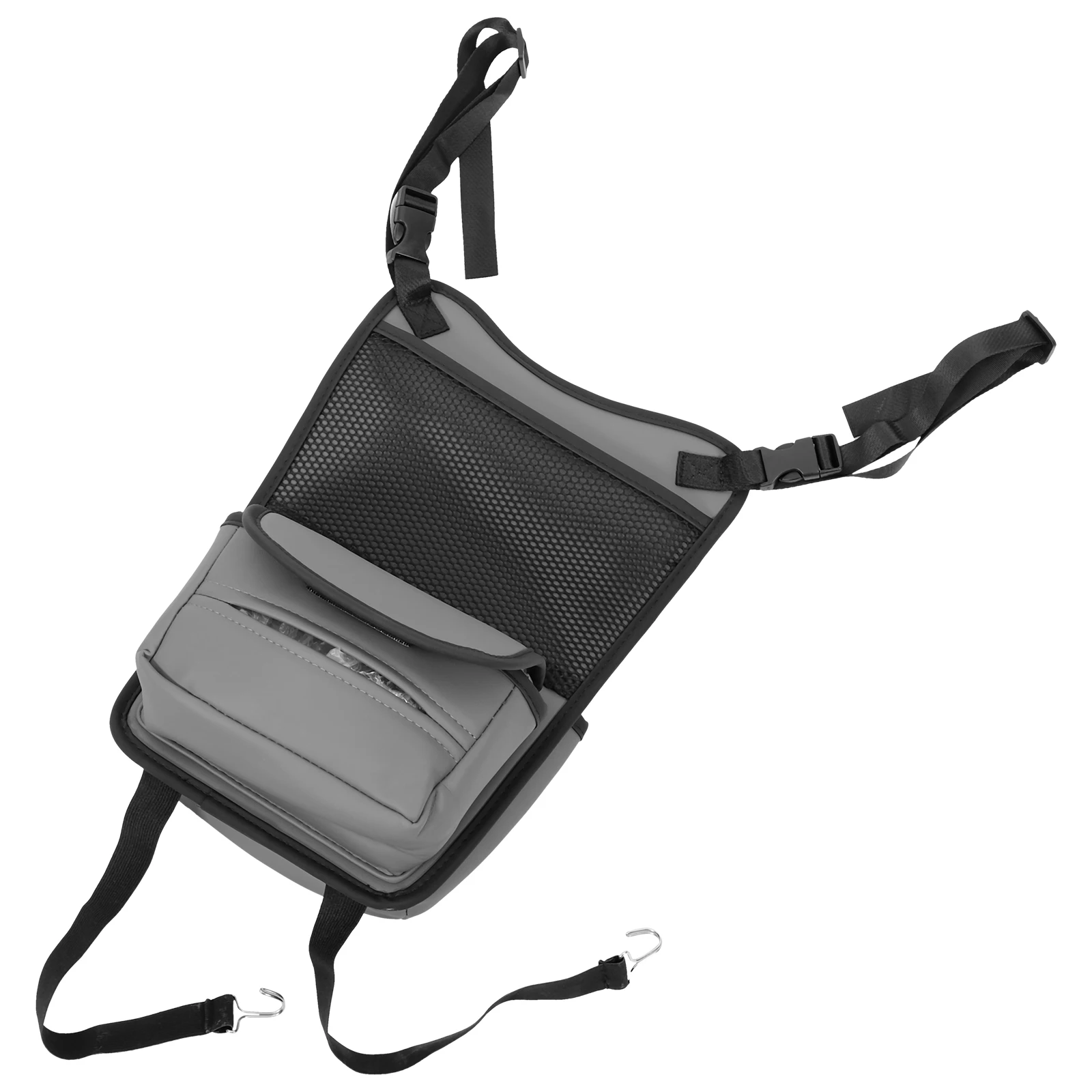 

Car Storage Organizer Multifunctional Mesh Net Bag for Tissue Box Gray Car Seat Organizer between Seats Automotive Purse Holder