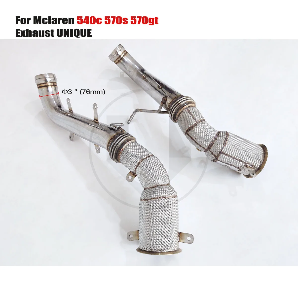 

UNIQUE for Mclaren 540c 570s 570gt SS304 sports with heat shield metal catalytic exhaust Downpipe