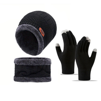 3Pcs Men women windproof winter hat outdoor winter scarf gloves cashmere insulated knit hat beanie hats for women scarf