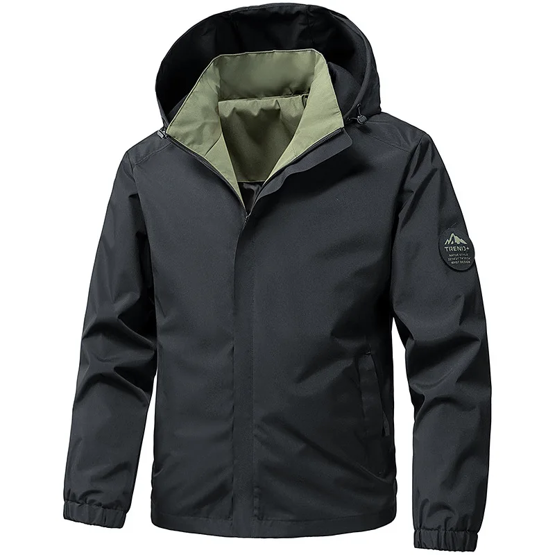 en's Waterproof Camping Jacket Windbreaker Hiking Coat Lightweight Spring Autumn Coats Outdoor Softshell Zip Up Hooded Jackets